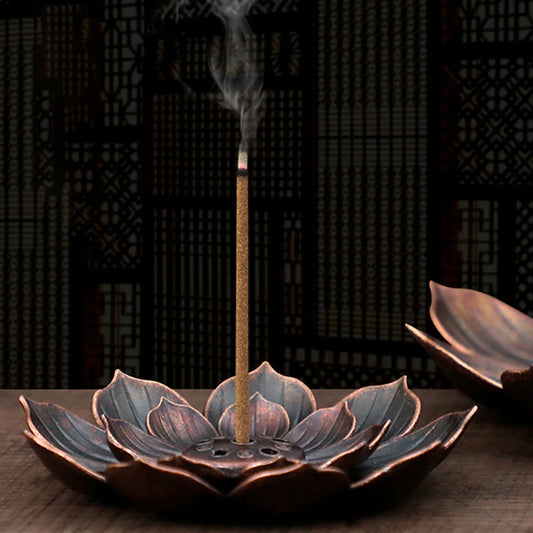 Alloy Incense Burner Stick Holder Plate Buddhism Lotus