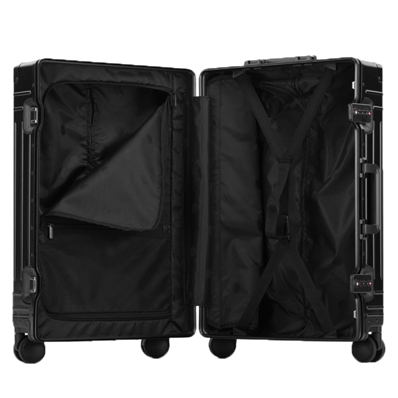 Aluminum Trolley Suitcase Waterproof Metallic Cabin Luggage